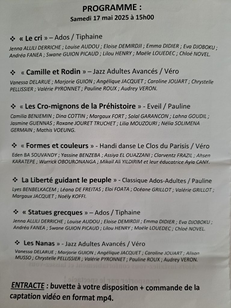 Programme spectacle de danse
